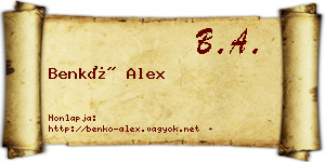 Benkő Alex névjegykártya